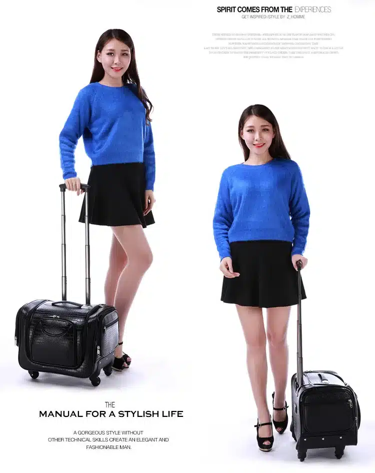 Letrend Crocodile Rolling Luggage Spinner Women Cosmetic Case Multi-function Trolley Carry On Suitcases Wheel Cabin Travel Bag 12