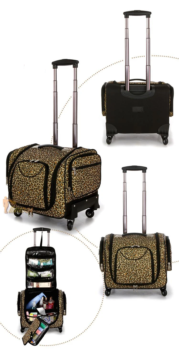 Letrend Oxford Crocodile Rolling Luggage Spinner Suitcases Wheel Cabin Travel Bag Women Cosmetic Case Multi-function Trolley 11