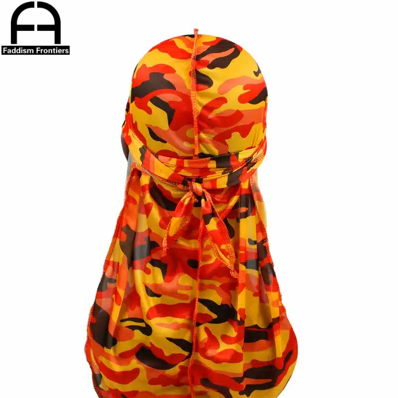 Fashion Camo Men's Silky Durags Turban Print Men Silk Durag Headwear Bandans Headband Hair Accessories Pirate Hat Waves Rags 9