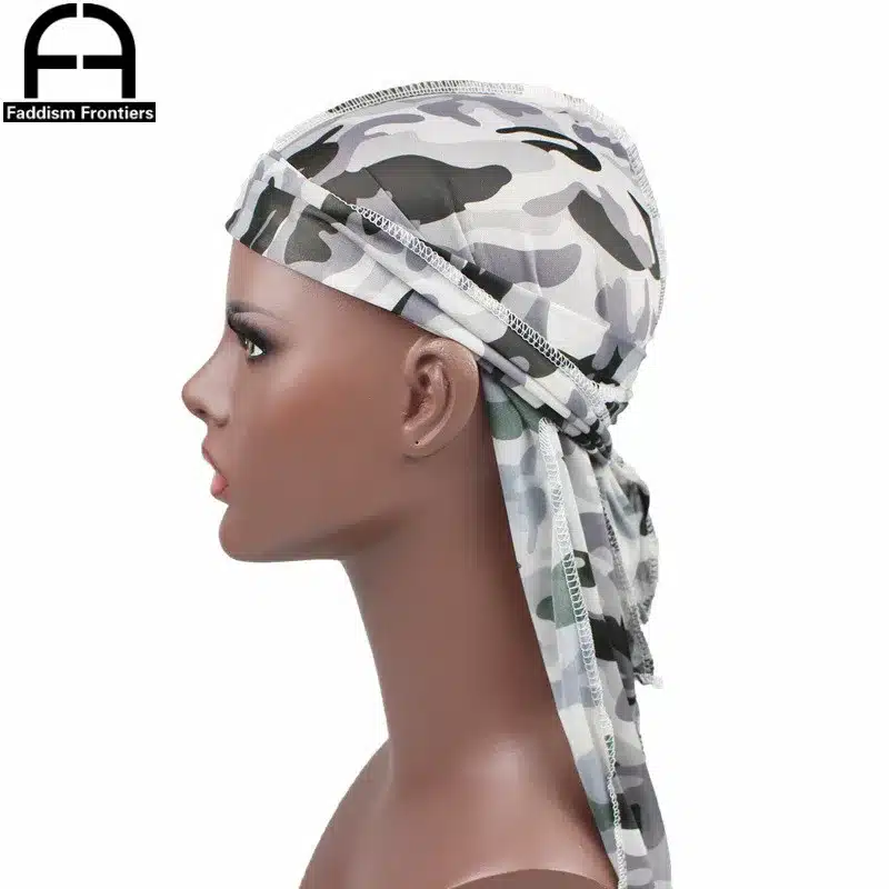 Fashion Camo Men's Silky Durags Turban Print Men Silk Durag Headwear Bandans Headband Hair Accessories Pirate Hat Waves Rags 15