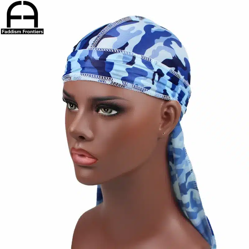 Fashion Camo Men's Silky Durags Turban Print Men Silk Durag Headwear Bandans Headband Hair Accessories Pirate Hat Waves Rags 17