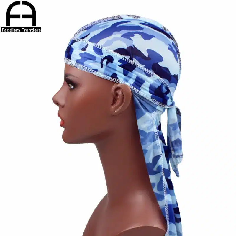 Fashion Camo Men's Silky Durags Turban Print Men Silk Durag Headwear Bandans Headband Hair Accessories Pirate Hat Waves Rags 18