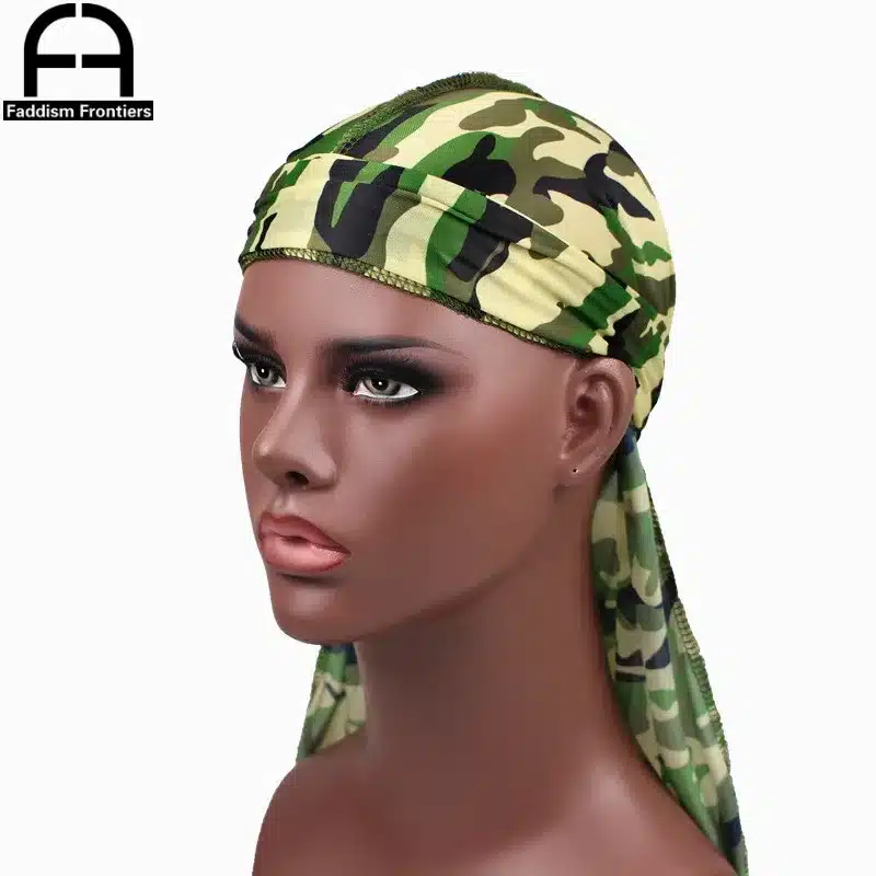 Fashion Camo Men's Silky Durags Turban Print Men Silk Durag Headwear Bandans Headband Hair Accessories Pirate Hat Waves Rags 20
