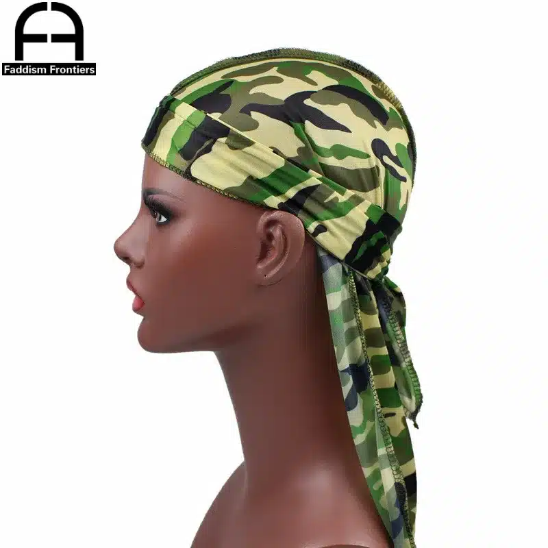 Fashion Camo Men's Silky Durags Turban Print Men Silk Durag Headwear Bandans Headband Hair Accessories Pirate Hat Waves Rags 21
