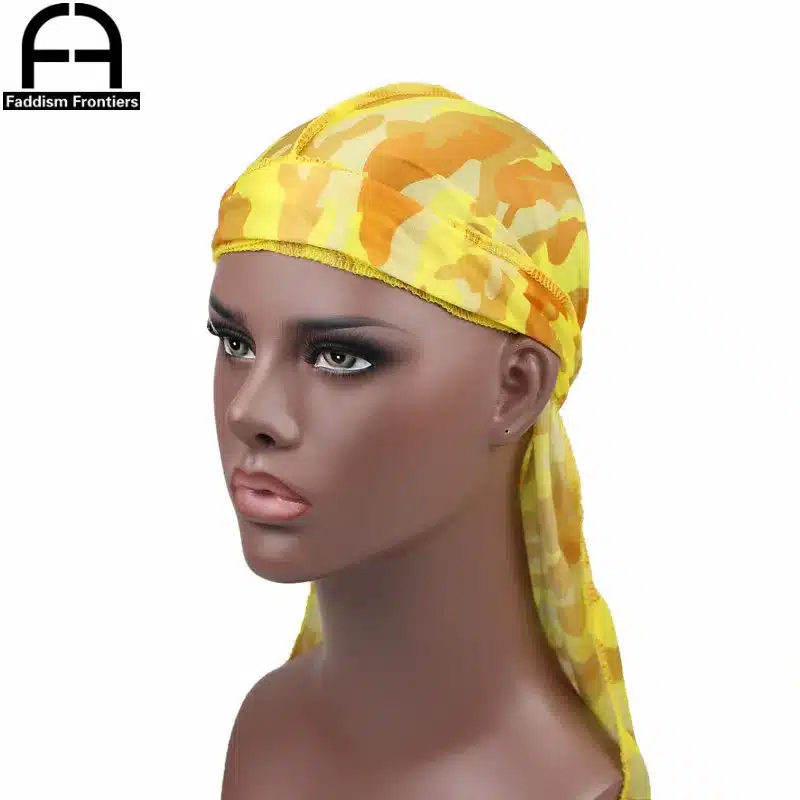 Fashion Camo Men's Silky Durags Turban Print Men Silk Durag Headwear Bandans Headband Hair Accessories Pirate Hat Waves Rags 23