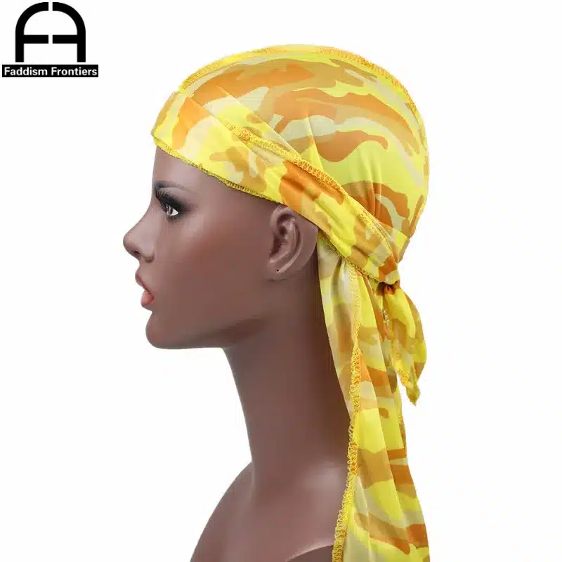 Fashion Camo Men's Silky Durags Turban Print Men Silk Durag Headwear Bandans Headband Hair Accessories Pirate Hat Waves Rags 24