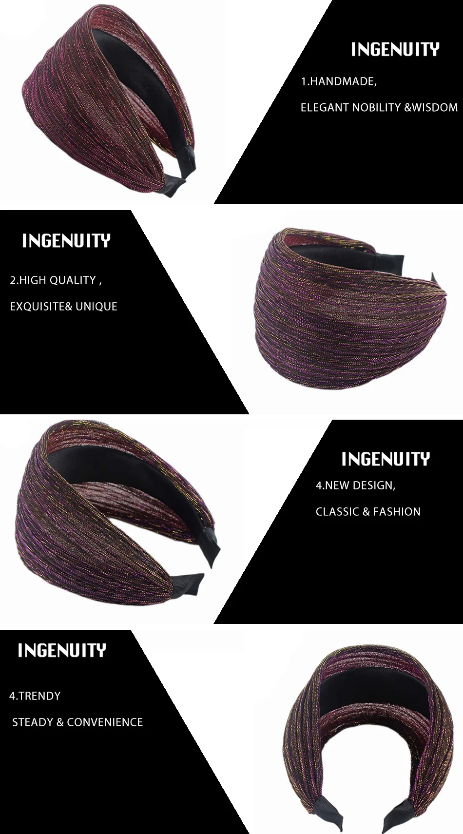 AWAYTR New 8 CM Wide Shinny Headbands Mesh Tinsel Fabric Elegant Ladies Hairbands Womens' Hair Accessories 18