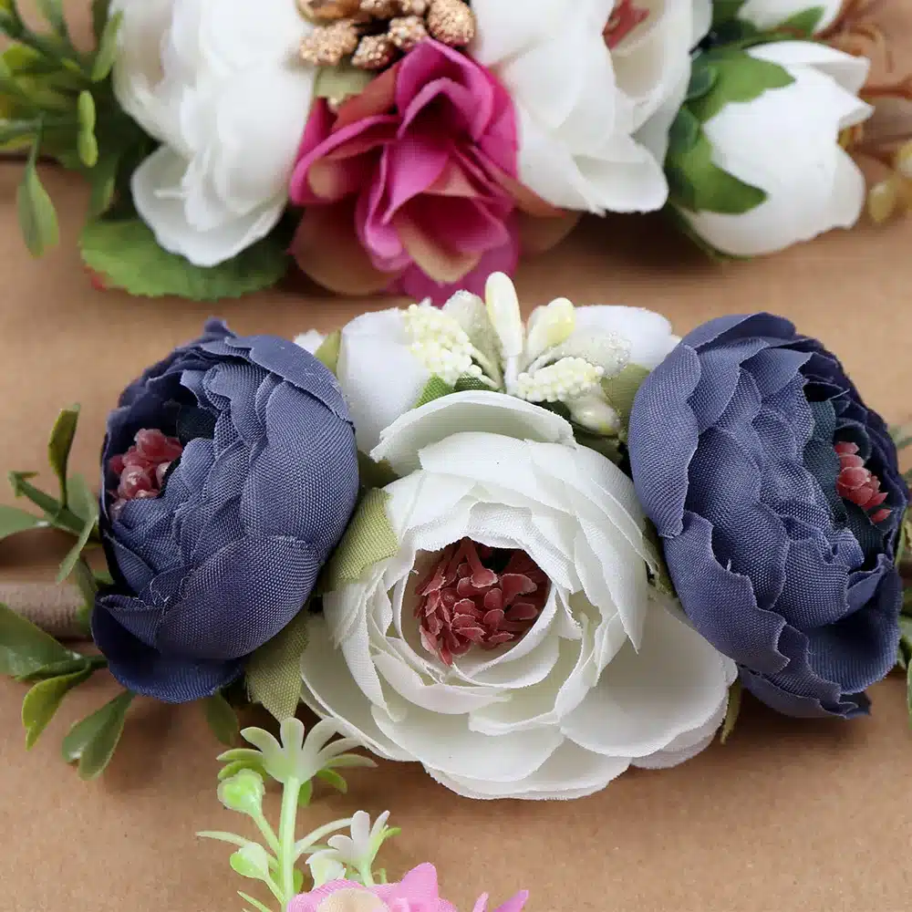 Artificia Flowers Nylon Headbands For Girls Summer Beach Wreath Elastic Bands Floral Hairband Kids Hair Accessories 9