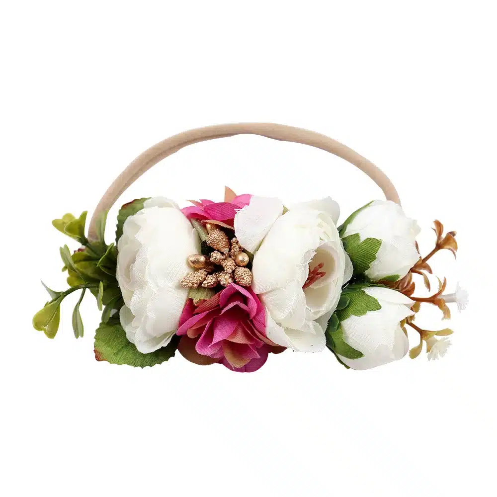 Artificia Flowers Nylon Headbands For Girls Summer Beach Wreath Elastic Bands Floral Hairband Kids Hair Accessories 13