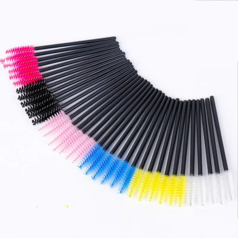 50 pcs Colored Disposable Eyelash Mascara Wands Brushes Eyebrow Comb Brush Semi Permanent Makeup Accessories 6
