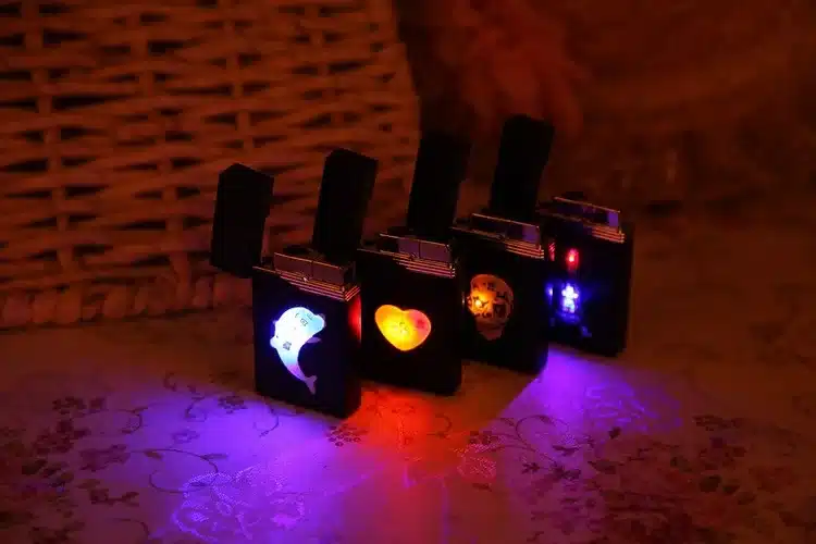 Colorful LED Compact Butane Jet Lighter Torch Turbo Lighter Cigarette Accessories Gas 1300 C Windproof Cigar Lighters 14