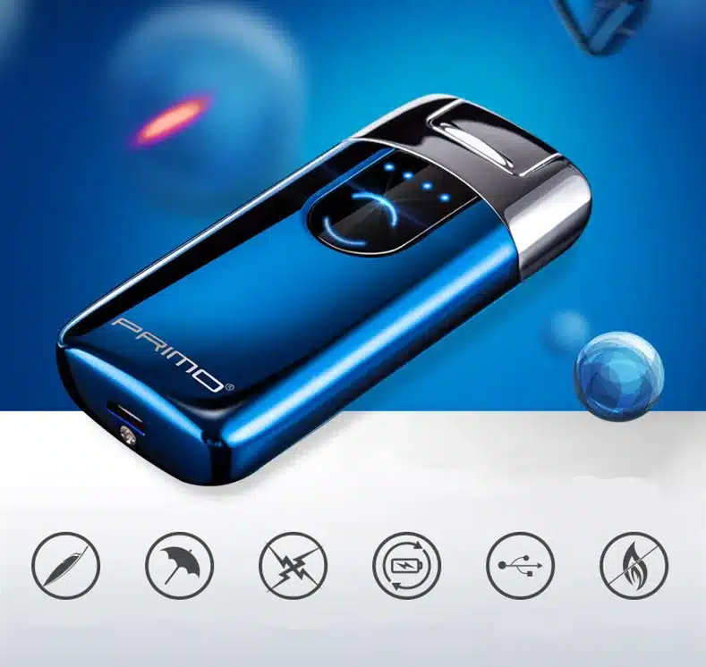 Primo New Dual Arc USB Lighter Rechargeable Electronic Lighter LED Screen Cigarette Plasma Induction Palse Pulse Thunder Lighter 1