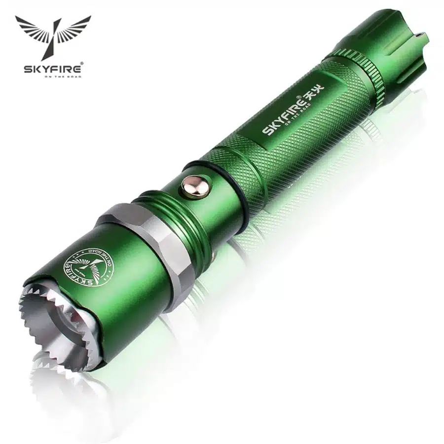 SKYFIRE Arc Lighter LED Flashlight Self Defense Attack Head Zoomable Torch lights lanterna Rechargeable 18650 Battery and Mount 16