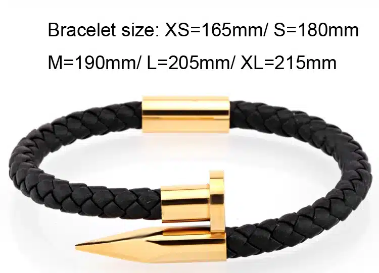 Mcllroy Bracelet Men/genuine leather/stainless steel/luxury/men bracelet charm gold nail handmade men jewelry erkek bileklik 27