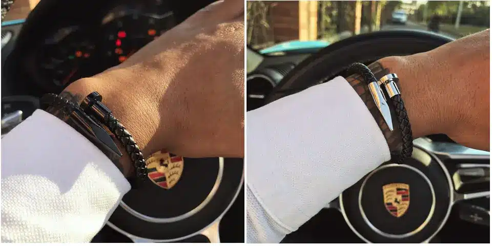 Mcllroy Bracelet Men/genuine leather/stainless steel/luxury/men bracelet charm gold nail handmade men jewelry erkek bileklik 29