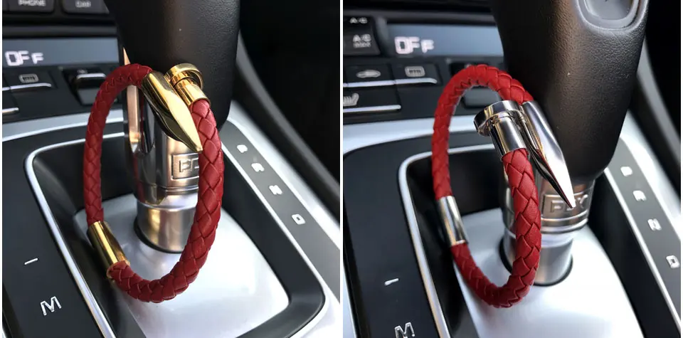 Mcllroy Bracelet Men/genuine leather/stainless steel/luxury/men bracelet charm gold nail handmade men jewelry erkek bileklik 32