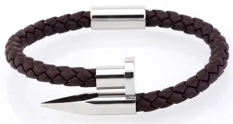 Mcllroy Bracelet Men/genuine leather/stainless steel/luxury/men bracelet charm gold nail handmade men jewelry erkek bileklik 33