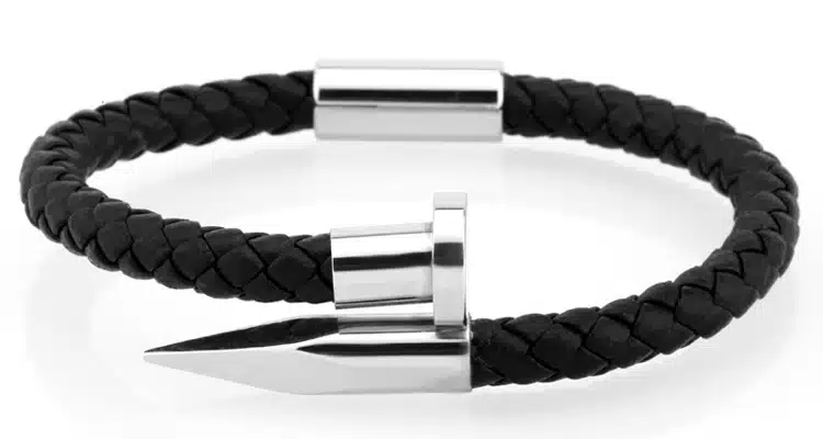 Mcllroy Bracelet Men/genuine leather/stainless steel/luxury/men bracelet charm gold nail handmade men jewelry erkek bileklik 34