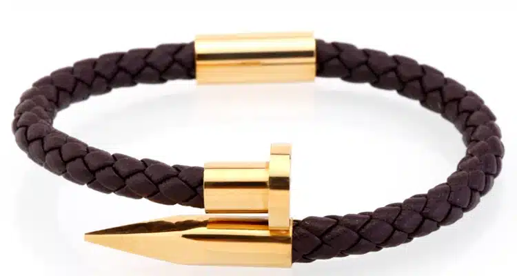 Mcllroy Bracelet Men/genuine leather/stainless steel/luxury/men bracelet charm gold nail handmade men jewelry erkek bileklik 37