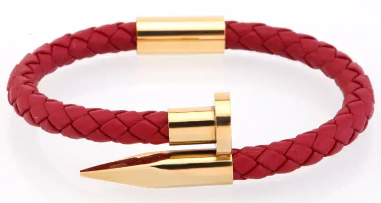 Mcllroy Bracelet Men/genuine leather/stainless steel/luxury/men bracelet charm gold nail handmade men jewelry erkek bileklik 38