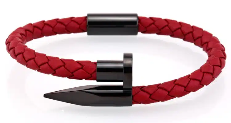 Mcllroy Bracelet Men/genuine leather/stainless steel/luxury/men bracelet charm gold nail handmade men jewelry erkek bileklik 40
