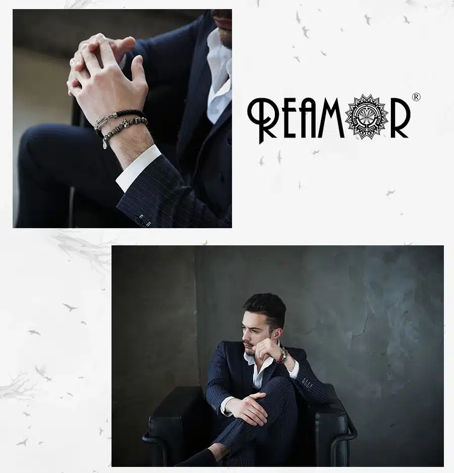 REAMOR Men Genuine Leather Braided Bracelet Bangles 316l Stainless Steel Lucky Horseshoe Lobster Clasp Bracelet Fashion Jewelry 5