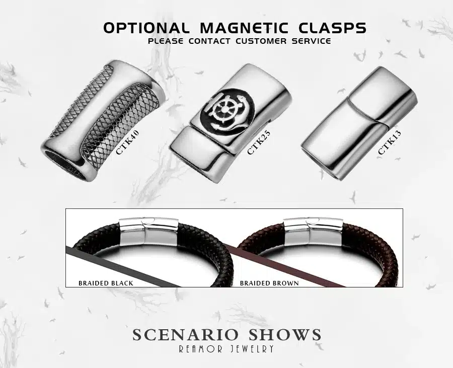 REAMOR 12mm Width Braided Leather Men Bracelets 316L Stainless Steel Cross Charms Cuff Bracelets Bangles Trendy Male Jewelry 3