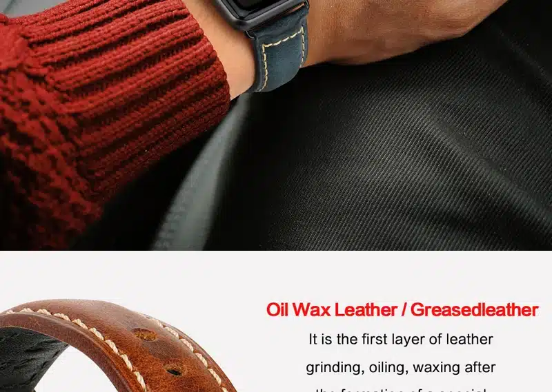 MAIKES Oil Wax Leather Bracelet For Apple Watch Band 42mm 38mm / 44mm 40mm Series 4 3 2 For Apple Watch Strap iWatch Watchband 4