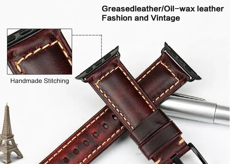 MAIKES Oil Wax Leather Bracelet For Apple Watch Band 42mm 38mm / 44mm 40mm Series 4 3 2 For Apple Watch Strap iWatch Watchband 9