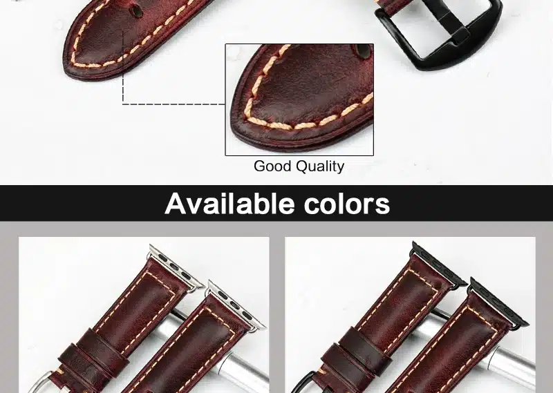 MAIKES Oil Wax Leather Bracelet For Apple Watch Band 42mm 38mm / 44mm 40mm Series 4 3 2 For Apple Watch Strap iWatch Watchband 10