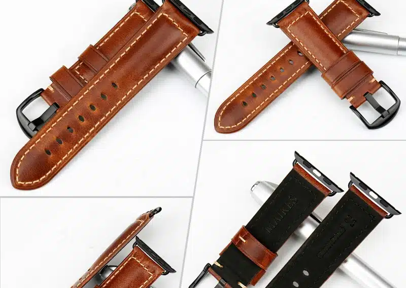MAIKES Oil Wax Leather Bracelet For Apple Watch Band 42mm 38mm / 44mm 40mm Series 4 3 2 For Apple Watch Strap iWatch Watchband 19