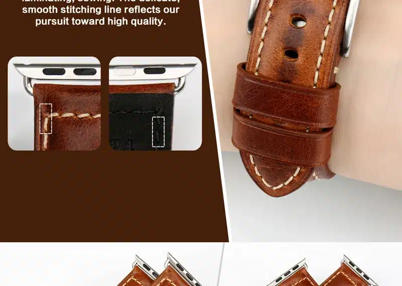 MAIKES Oil Wax Leather Bracelet For Apple Watch Band 42mm 38mm / 44mm 40mm Series 4 3 2 For Apple Watch Strap iWatch Watchband 21