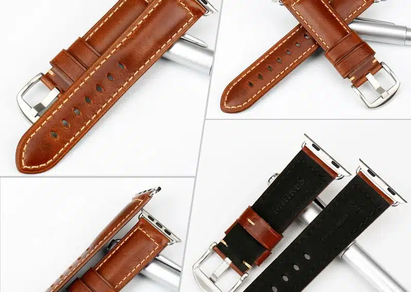 MAIKES Oil Wax Leather Bracelet For Apple Watch Band 42mm 38mm / 44mm 40mm Series 4 3 2 For Apple Watch Strap iWatch Watchband 22
