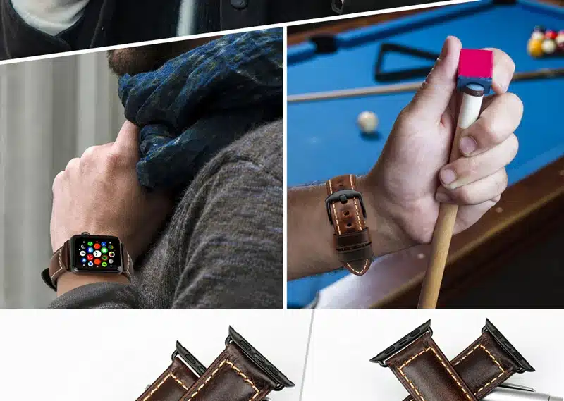 MAIKES Oil Wax Leather Bracelet For Apple Watch Band 42mm 38mm / 44mm 40mm Series 4 3 2 For Apple Watch Strap iWatch Watchband 24