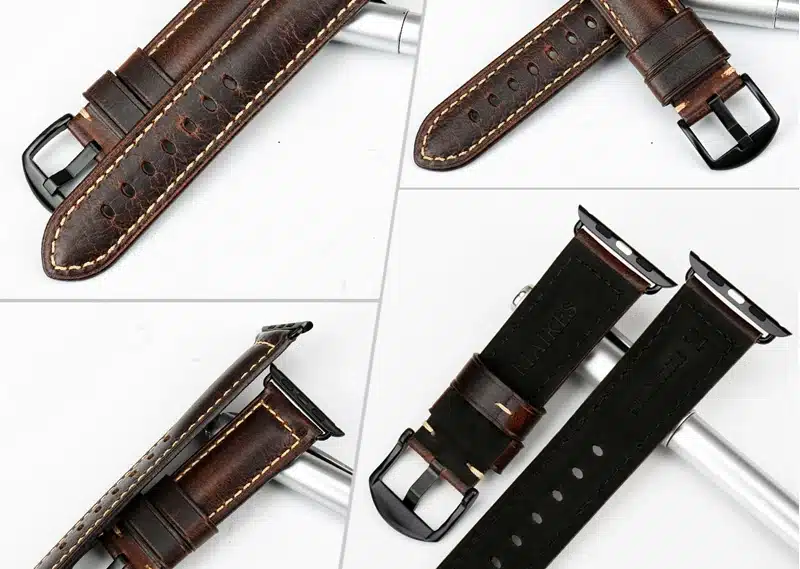 MAIKES Oil Wax Leather Bracelet For Apple Watch Band 42mm 38mm / 44mm 40mm Series 4 3 2 For Apple Watch Strap iWatch Watchband 25