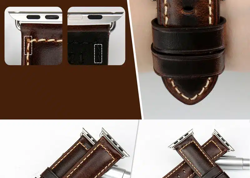 MAIKES Oil Wax Leather Bracelet For Apple Watch Band 42mm 38mm / 44mm 40mm Series 4 3 2 For Apple Watch Strap iWatch Watchband 27