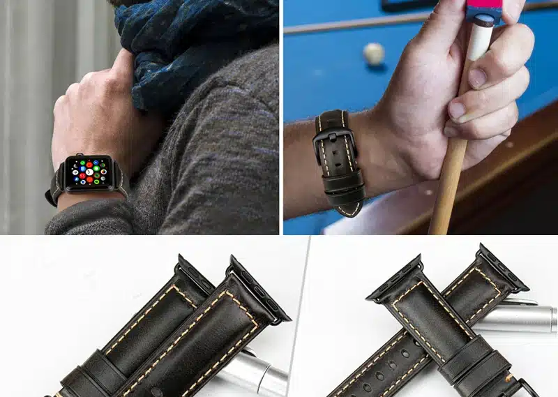 MAIKES Oil Wax Leather Bracelet For Apple Watch Band 42mm 38mm / 44mm 40mm Series 4 3 2 For Apple Watch Strap iWatch Watchband 30