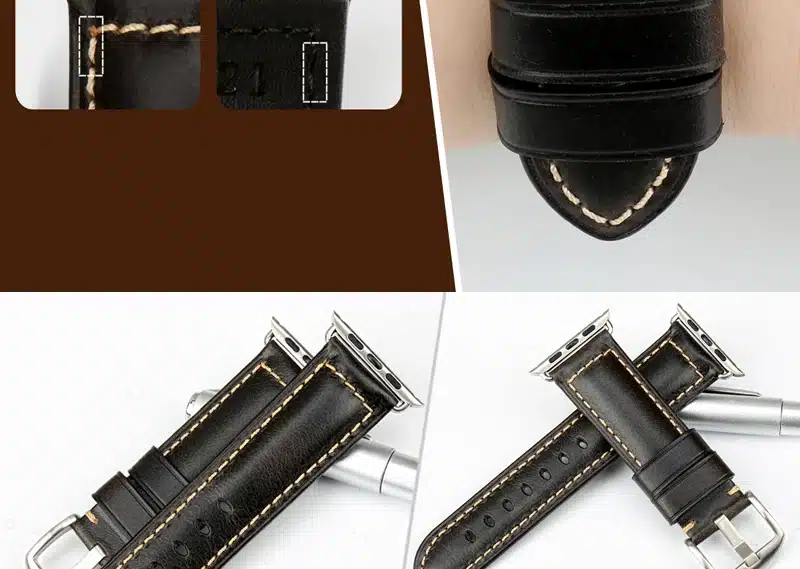 MAIKES Oil Wax Leather Bracelet For Apple Watch Band 42mm 38mm / 44mm 40mm Series 4 3 2 For Apple Watch Strap iWatch Watchband 33