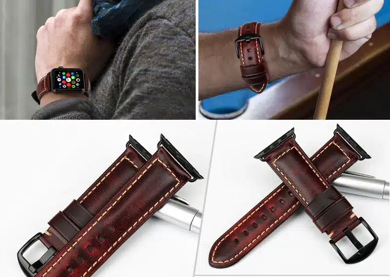 MAIKES Oil Wax Leather Bracelet For Apple Watch Band 42mm 38mm / 44mm 40mm Series 4 3 2 For Apple Watch Strap iWatch Watchband 36