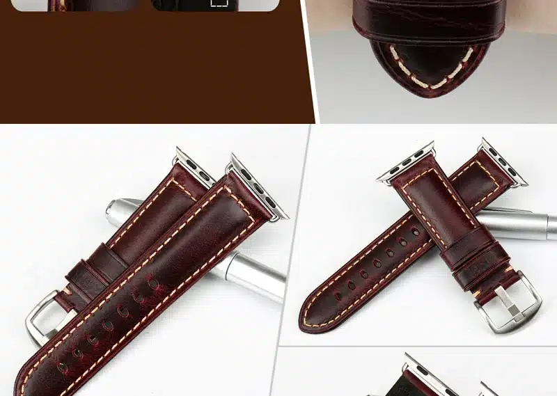 MAIKES Oil Wax Leather Bracelet For Apple Watch Band 42mm 38mm / 44mm 40mm Series 4 3 2 For Apple Watch Strap iWatch Watchband 39