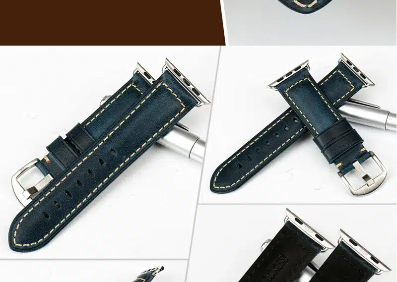MAIKES Oil Wax Leather Bracelet For Apple Watch Band 42mm 38mm / 44mm 40mm Series 4 3 2 For Apple Watch Strap iWatch Watchband 45