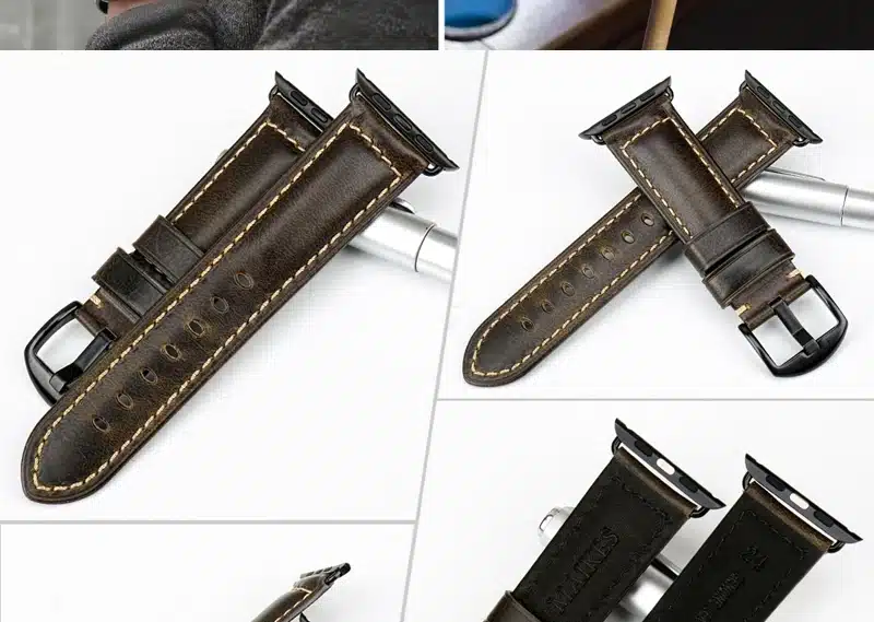 MAIKES Oil Wax Leather Bracelet For Apple Watch Band 42mm 38mm / 44mm 40mm Series 4 3 2 For Apple Watch Strap iWatch Watchband 48