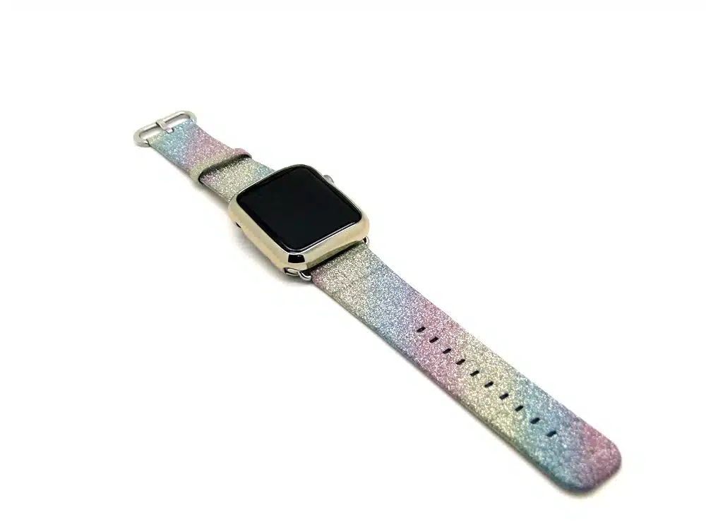 Leopard Rainbow Bling Glitter Leather Band for Apple Watch Series 1 2 3 Strap 42mm 38mm Bracelet for iWatch Wristband 37