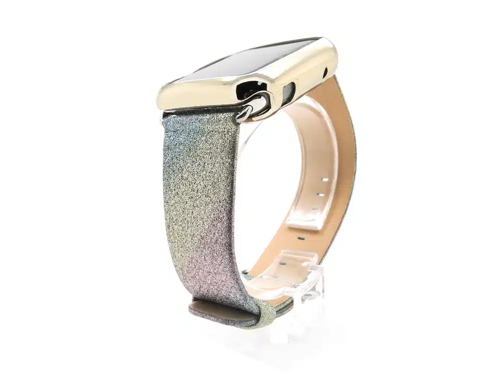 Leopard Rainbow Bling Glitter Leather Band for Apple Watch Series 1 2 3 Strap 42mm 38mm Bracelet for iWatch Wristband 38