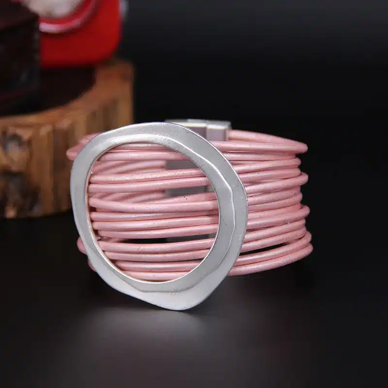 ZG Bracelets Multi-layer Winding Wrap Leather Bracelet Fashion Women Hand Jewelry Summer Accessories for Female in Black color 35