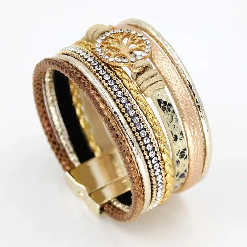 VONNOR Jewelry Bracelets for Women Multi-layer Leather Rope Rhinestone Alloy Accessories Magnet Clasp Bangle Bracelete Feminino 10