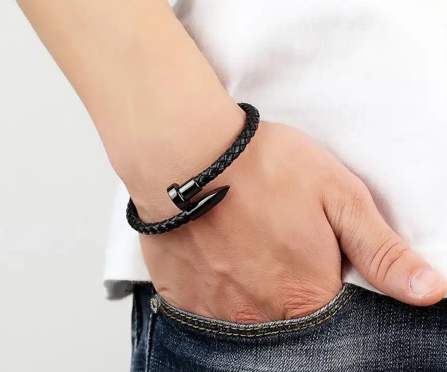 XQNI Nail Pattern Magnet Clasp Genuine Leather Bracelet Fixed Combination Special Design Accessories Bangle For Unisex Present 15