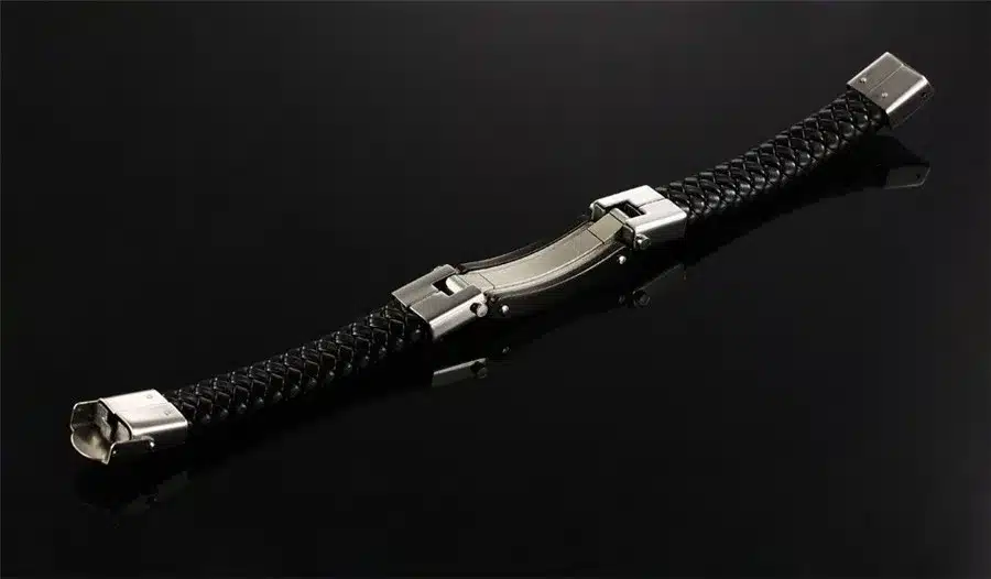 XQNI Vintage Leather Wrap Bracelet For Man Fashion Handmade Knitted Bangle Black/Gold Color Full Steel Cross Men Jewelry 18