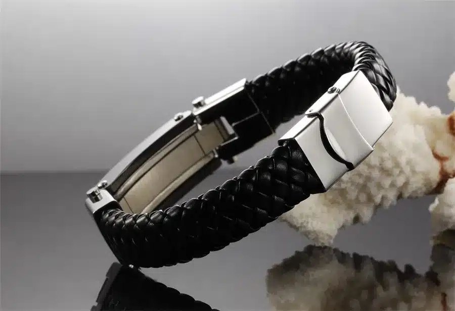 XQNI Vintage Leather Wrap Bracelet For Man Fashion Handmade Knitted Bangle Black/Gold Color Full Steel Cross Men Jewelry 21