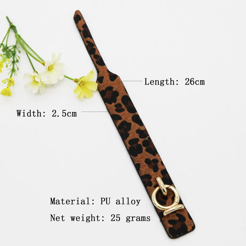 Fashion Punk Leather Bracelet For Women Wristband Charm Cuff Bracelets Leopard Print Bangles Ladies Bangle Bijoux Jewelry 14